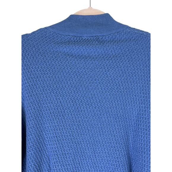 Tasso Elba Blue Long Sleevew 100% Cotton Knit 3/4 Zip Up Sweater Top Size XL - Picture 5 of 9